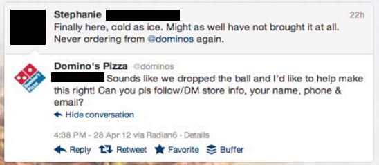 dominos response